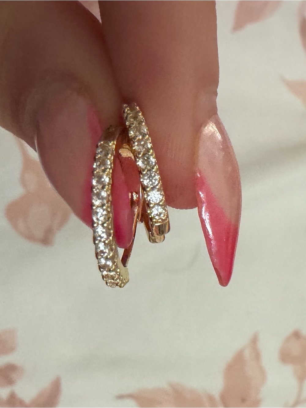 Gold Crystal Pave Hoop Earrings - Sparkling Gold Color